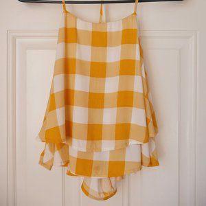 Yellow Gingham Print Backless Top